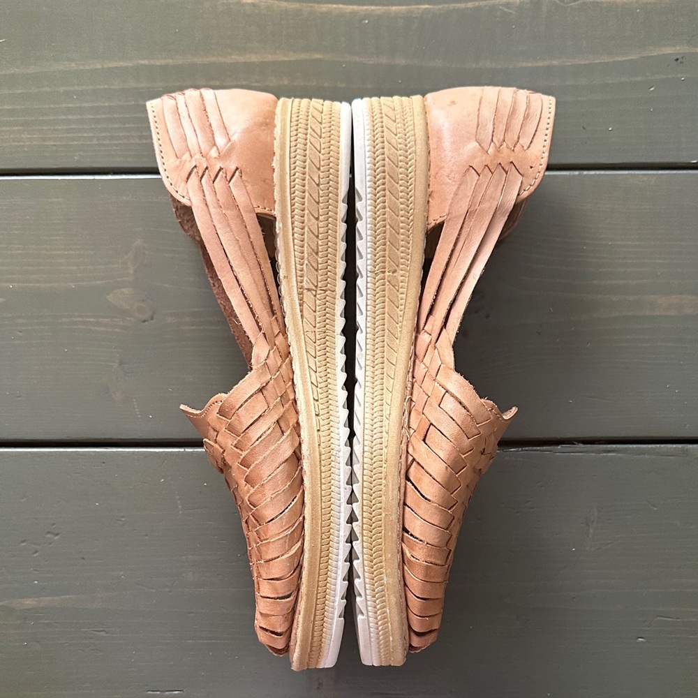 Braided Leather Huaraches Espadrilles Flats in Tan - Picture 7 of 10